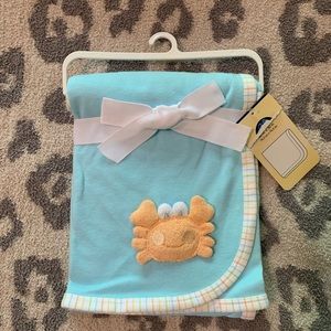 🆕 nwt gerber cotton baby blanket with terry cloth crab